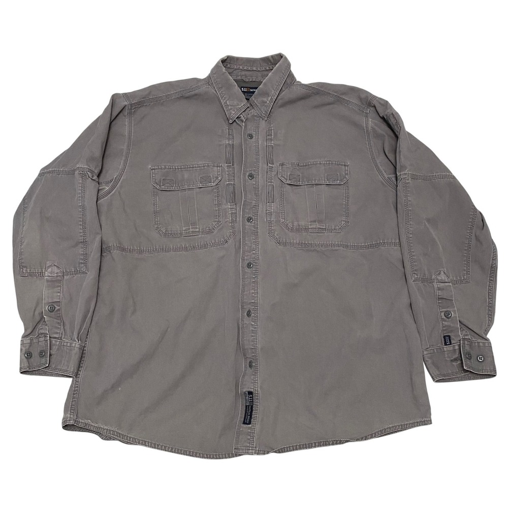 5.11 Tactical Men's Vented Long Sleeve Button Down Cotton Shirt Gray XL 72157